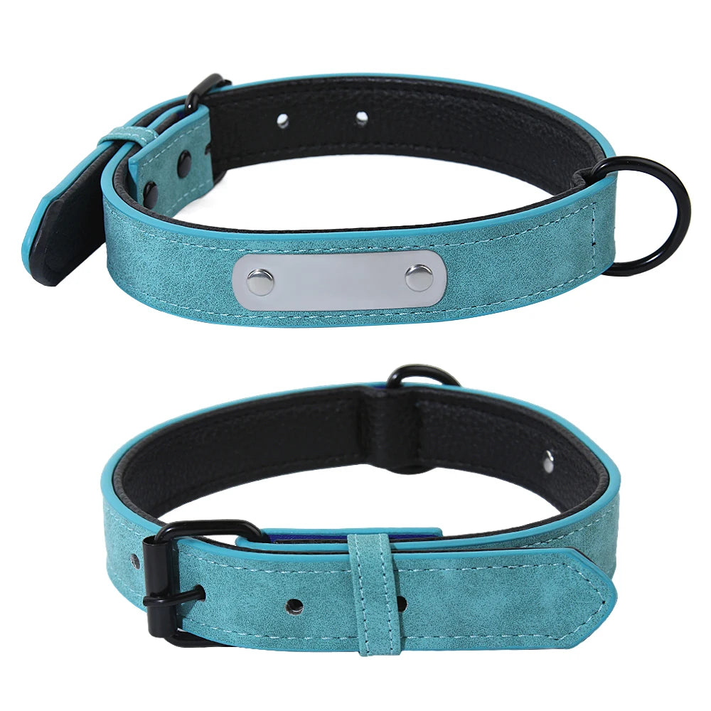 Personalisiertes Leder Hunde-Halsband & Leinen-Set – Gepolstertes, langlebiges Halsband mit Namensgravur für kleine, mittlere & große Hunde