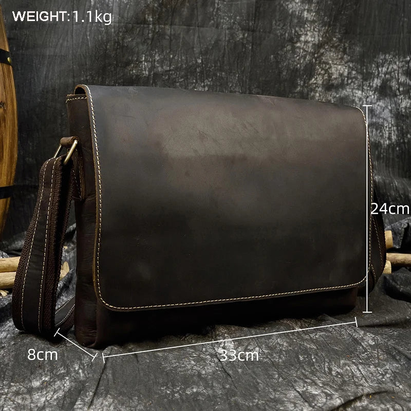 Newsbirds Vintage Herren Leder-Aktentasche – Crazy Horse Laptop Messenger Bag para oficina y oficina 