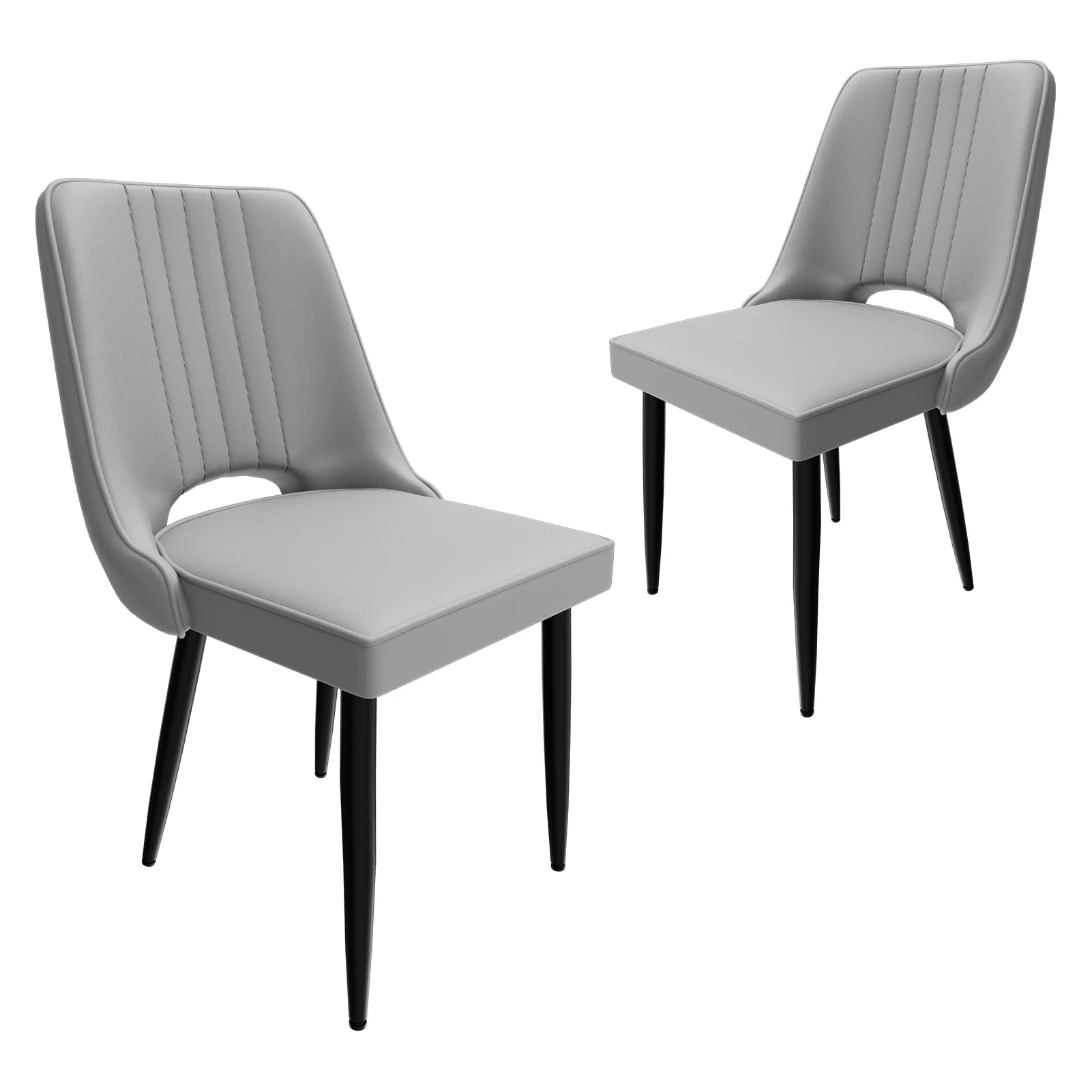 Set aus 2 modernen Esszimmerstühlen aus Kunstleder – Gepolsterte Dining Chairs mit hoher Rückenlehne & Metallbeinen für Küche & Esszimmer