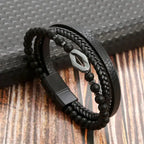 Classique Herren Lederarmband – Handgeflochtenes Multi-Layer Armband mit Magnetverschluss im modernen Punk-Style