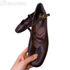 BAIMUYING Mary Jane Damen 2025 – Retro Flats aus Kunstleder mit Runder Zehenpartie, Bequeme Alltagsschuhe für Frühling und Sommer