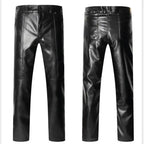 Herren Winter PU Lederhose mit Fleece-Futter – Extra warme Kunstlederhose in großer Größe, bequeme Casual Winterhose