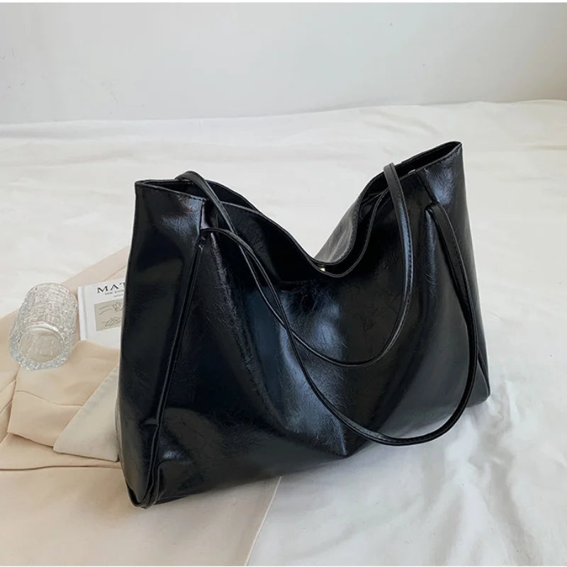 RPXBGUCKARHG Vintage Damen Tote Bag – Große PU-Leder Schultertasche, Harajuku-inspirierte Casual Handbag für Alltag & Shopping