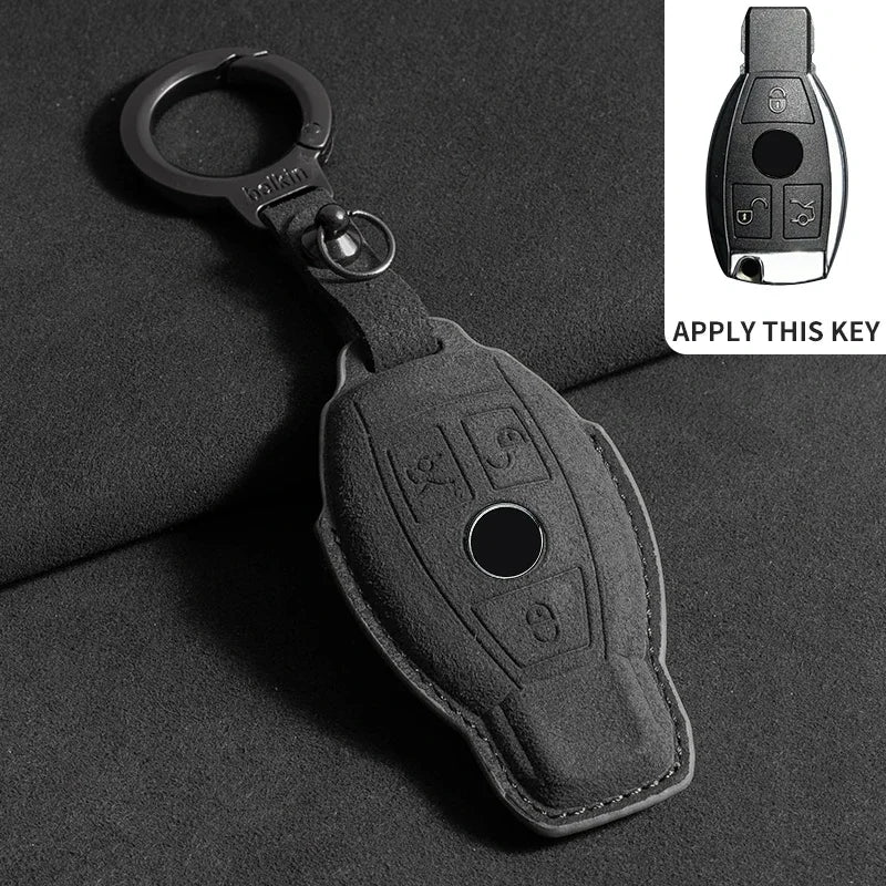 Wildleder Autoschlüssel Hülle für Mercedes-Benz – Edles Key Case Cover für E-Klasse W213/W205, CLA & AMG Modelle (2018–2020)