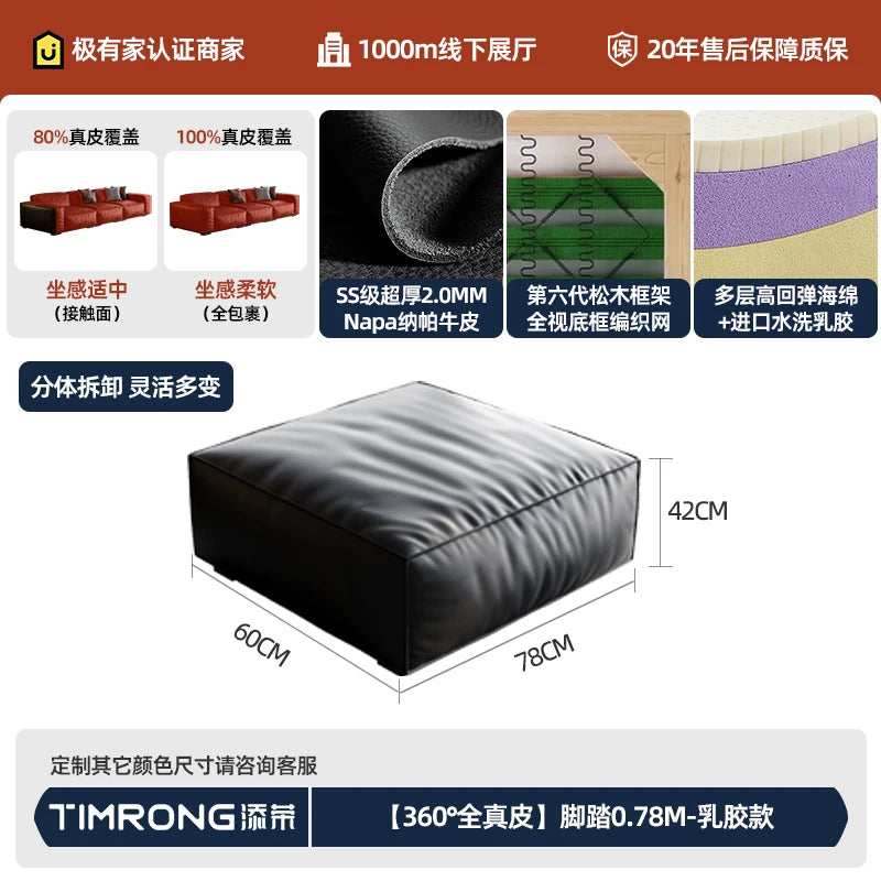 Italienisches Leder Ecksofa für das Wohnzimmer – Elegantes L-Form Design aus echtem Leder, komfortables Familien-Sofa im modernen Minimalismus