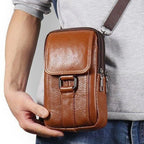 MOJOYCE Herren Leder Messenger & Bauchtasche – Tragbare Cowhide Crossbody Bag mit Multi-Fächern für Outdoor, Sport & Alltag