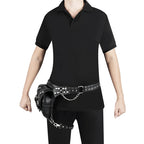 Steampunk Damen & Herren Bauchtasche – Gothic PU-Leder Fanny Pack, Crossbody & Thigh Leg Hip Holster für Reisen und Festivals