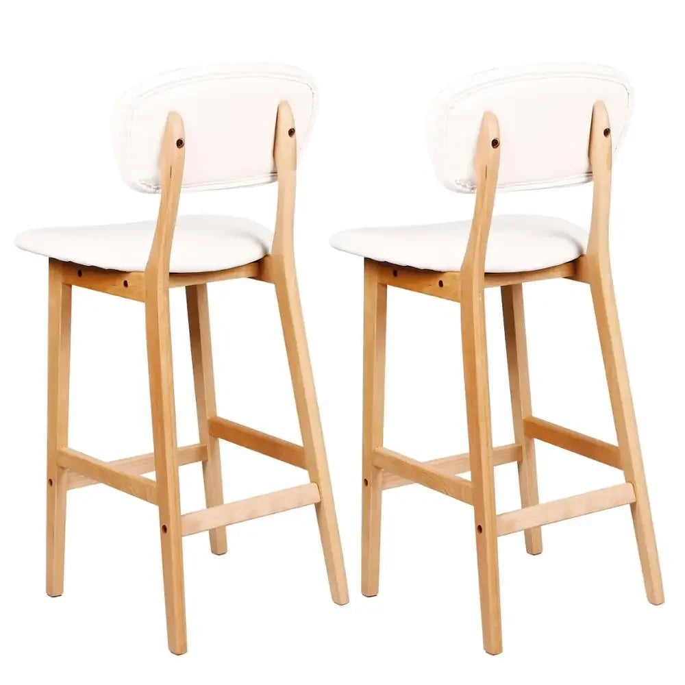 WOLTU 2er Set Barhocker aus Kunstleder &amp; Massivholz – Moderne Designer Küchenhocker en Weiß
