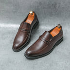 Mocasines de cuero de negocios para hombre: zapatos clásicos sin cordones con forma de zehenform, zapatos de vestir elegantes para la oficina, el tiempo alto y todos los días 