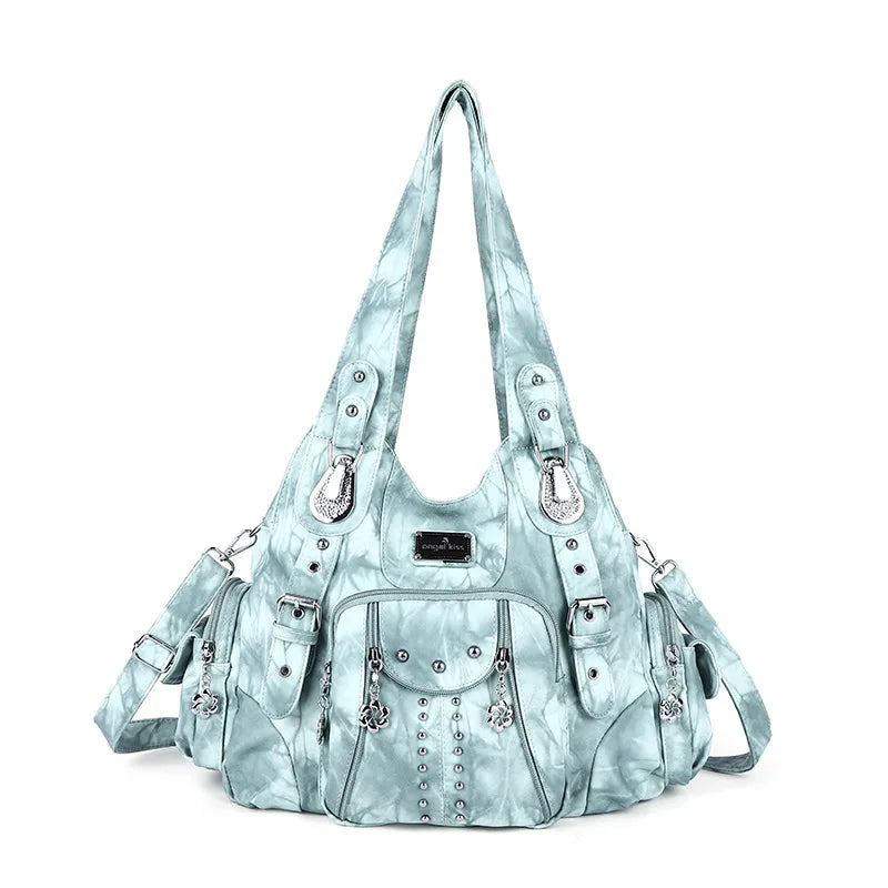 Angelkiss Damen Schultertasche aus PU-Leder – Große Hobo Handtasche mit Reißverschluss, Crossbody & Satchel für Alltag & Party