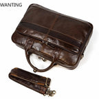 WANTING Luxus Leder Aktentasche aus echtem Rindsleder – Weiche Business Laptoptasche für 14–15,6 Zoll Laptop, elegante Schulter-Briefcase für Damen & Herren