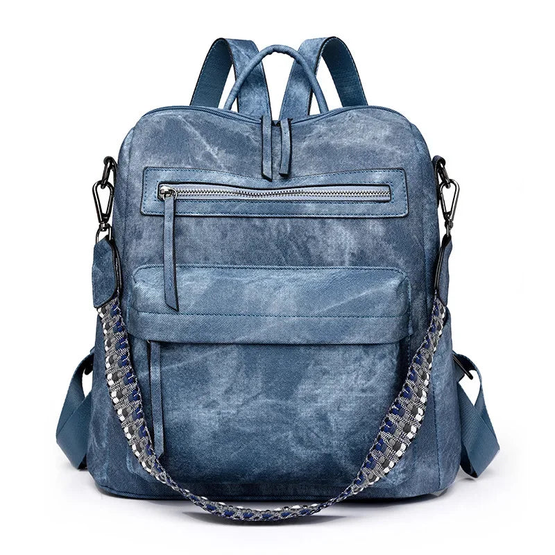 Großer Damen Laptop Rucksack aus wasserfestem PU-Leder – Anti-Diebstahl Retro Backpack mit extra viel Stauraum (36–55 L)