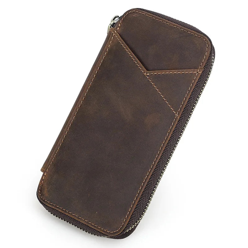 Vintage Crazy Horse Cuir Stifteetui – Handgefertigtes Echtleder Pen Case pour 4 Füllfederhalter | Sac à dos multifonction en cuir avec sac à dos 