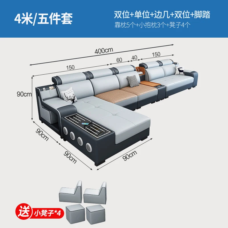 Designer Luxus Ledersofa – Modernes, erweiterbares Center-Seater & Sectional Sofa aus Echtleder für exklusive Wohnräume