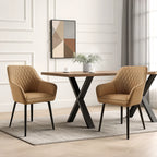 HOMAVO YZ8 2er Set Esszimmerstühle mit Armlehnen – Moderne Polsterstühle aus Stoff &amp; PU-Leder para Esszimmer &amp; Wohnzimmer