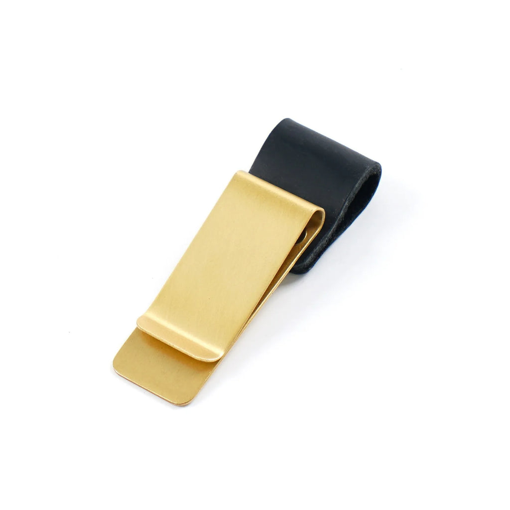 Leder Stiftehalter Clip mit Messing-Lesezeichen – Clip de bolígrafo más elegante para cuadernos y diarios de viajero