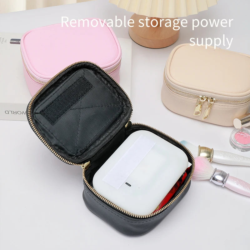 Sac de maquillage en cuir PU avec miroir LED – Sac cosmétique de voyage portable avec miroir de beauté et de rangement