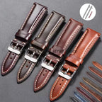 Vintage Uhrenarmband aus Oil-Wax-Leder - Correa de reloj de cuero de 18 mm a 22 mm con Dornschließe im klassischen Look para hombres y mujeres 