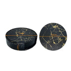 6er Set hitzebeständige PU Leder Untersetzer in Marmor-Optik – Runde Kaffee- & Teeunterlagen in Schwarz/Weiß, pflegeleicht & modern