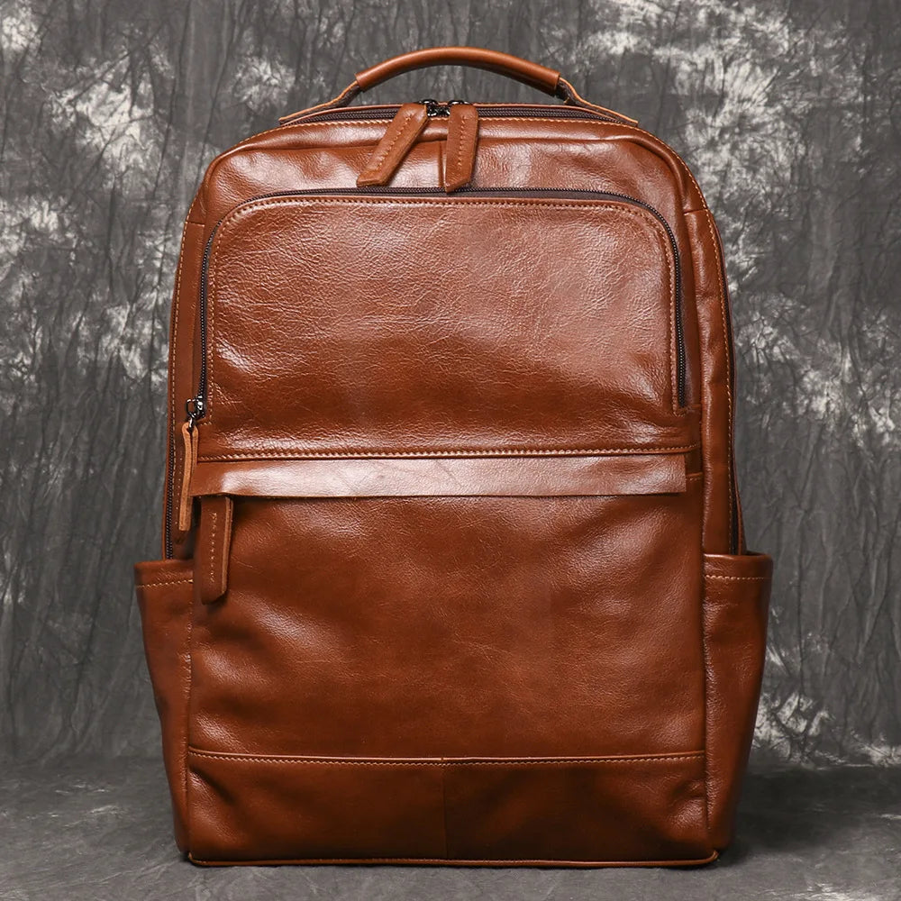 LEATHFOCUS Vintage Leder Rucksack Herren – Mochila cruzada elegante para portátil de 15 pulgadas, exterior, tamaño y tamaño 