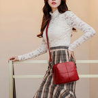 Yogodlns Vintage PU-Leder Schultertasche – Quadratische Crossbody Bag für Damen, Große Messenger-Tasche für Frauen