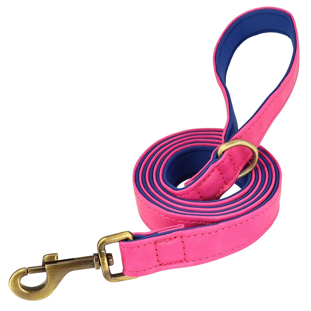 Customized Leder-Hundehalsband & Leinen-Set – Weiches, Gepolstertes Leder für Kleine, Mittelgroße und Große Hunde mit Kostenloser Gravur