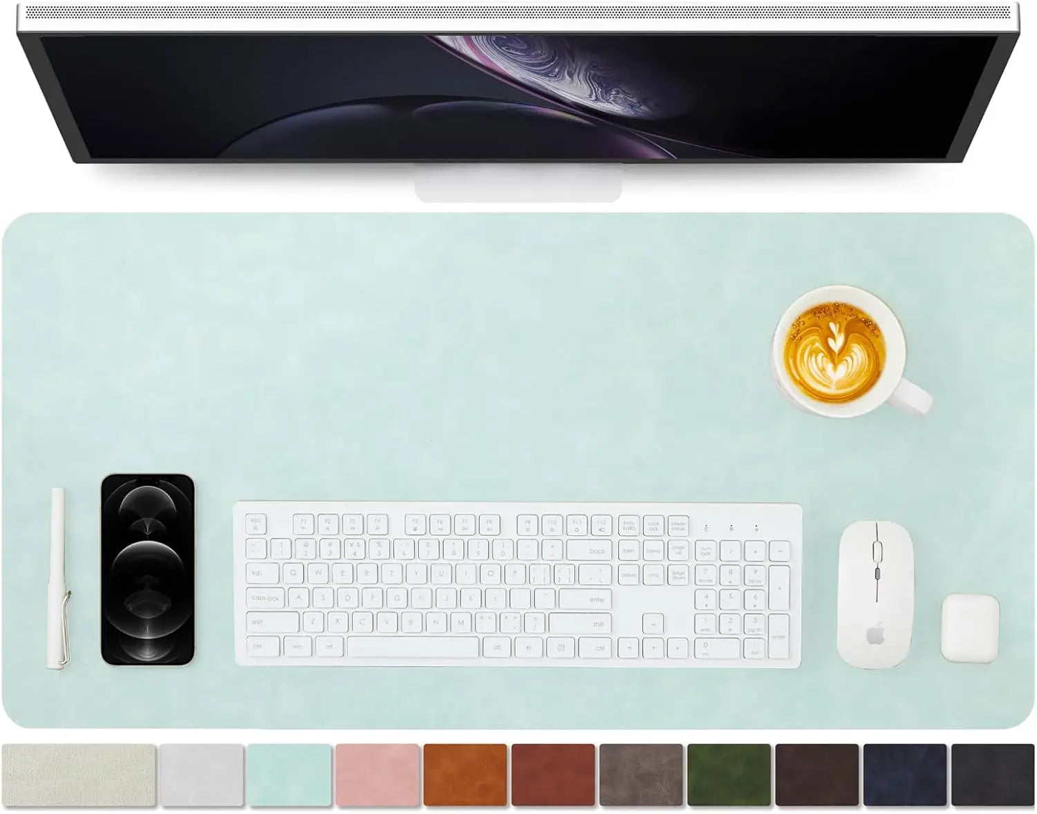 YSAGi Leder Schreibtischunterlage – Große Rutschfeste PU Desk Mat für Büro & Zuhause, Mauspad und Tastaturunterlage