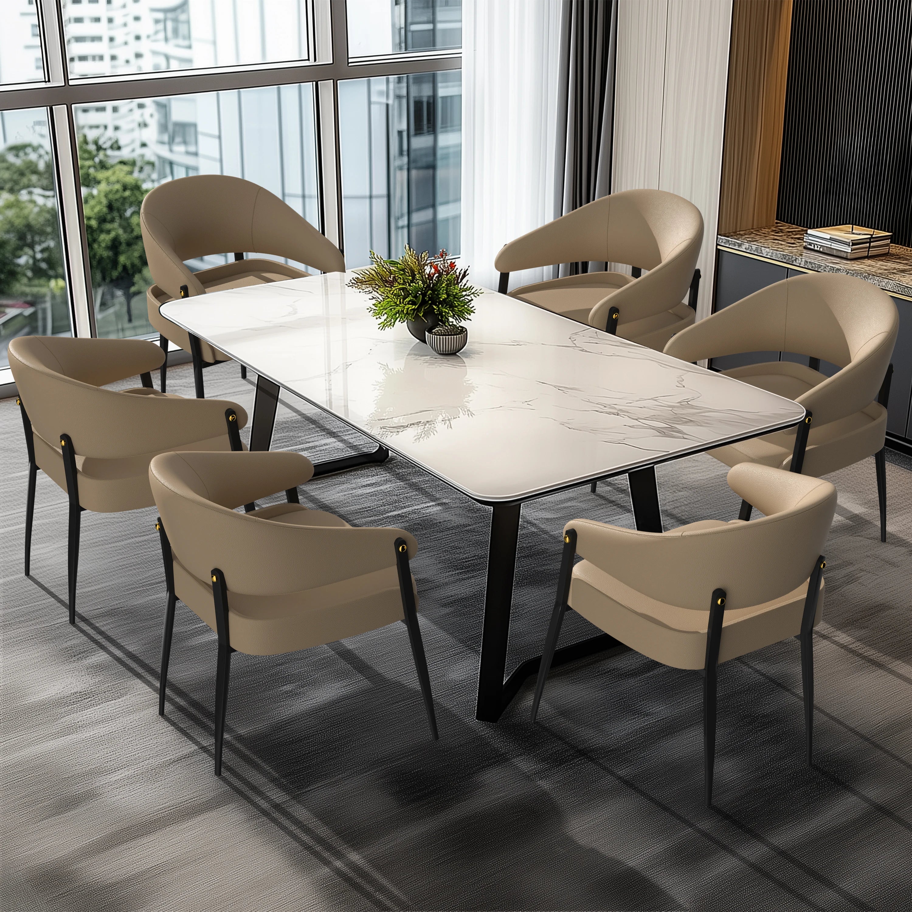 Set aus 2 luxuriösen Esszimmerstühlen aus Mikrofaserleder – Gepolsterte Dining Chairs mit Armlehnen für Küche, Restaurant, Hotel & Büro