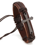 Retro Punk Kreuz Lederarmband – Geflochtenes, verstellbares Glaubensarmband für Damen & Herren, christlicher Schmuck im Vintage-Stil