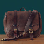 pndme Herren Vintage Messenger Bag - Cartera de cuero de vaca hecha a mano para uso en el hogar, actividades al aire libre y actividades al aire libre
