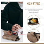 Flip Leder Handyhülle für Samsung Galaxy - Funda tipo billetera con cierre de cremallera, cierre de tarjetas y cierre magnético 