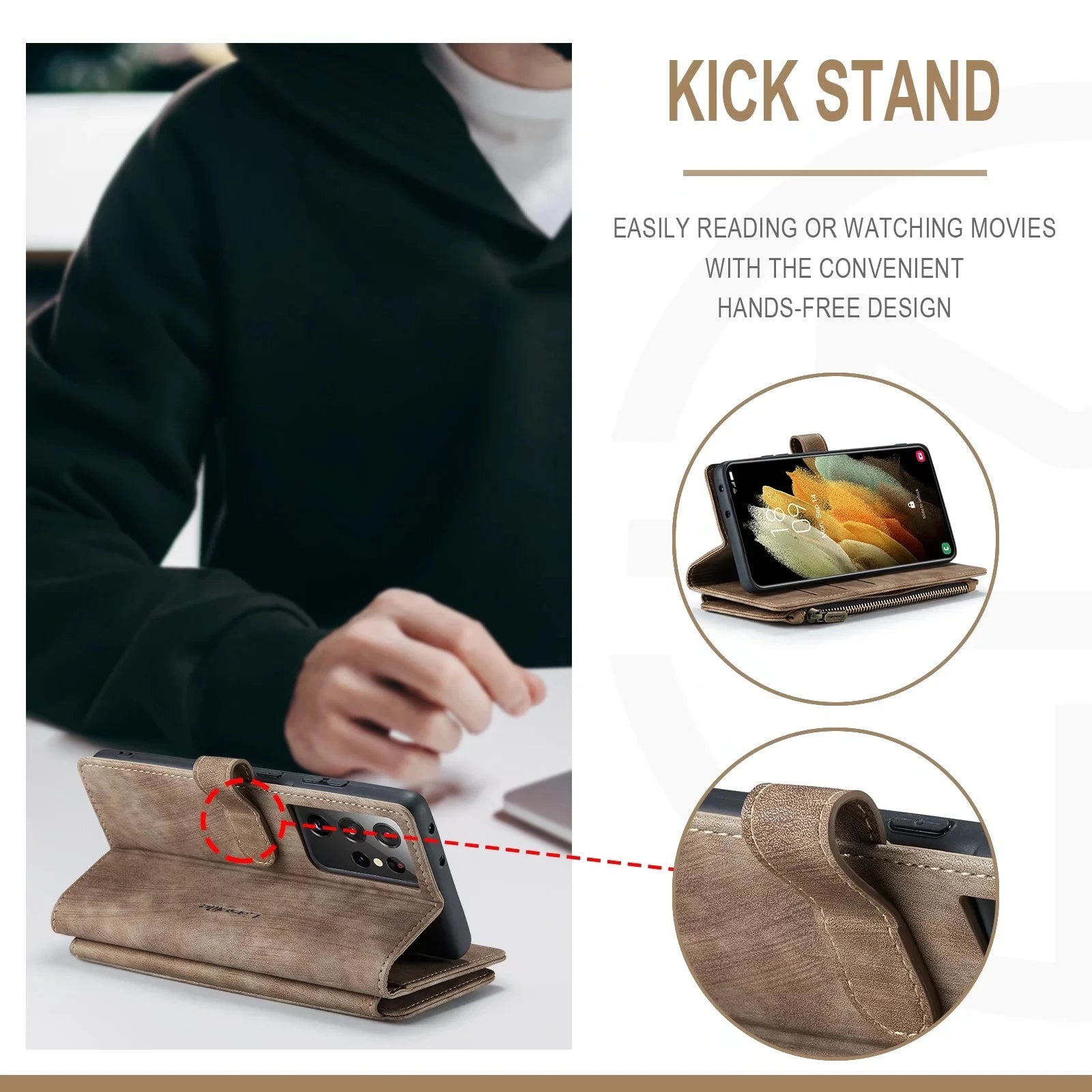 Flip Leder Handyhülle für Samsung Galaxy – Wallet Case mit Reißverschluss, Kartenfächern & Magnetverschluss