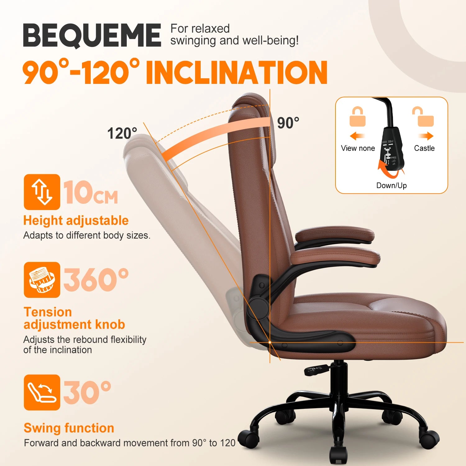 Daccormax Multifunctional Office Chair, Premium Leather Executive Chair, Comfortable Headrest and Armrests, Breathable Backrest.