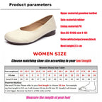 WOIZGIC Damen Flats JYDZ-89575 – Handgefertigte Lederschuhe, Slip-On Loafers, Retro Ballerinas, Bequeme Mokassins, Rutschfest