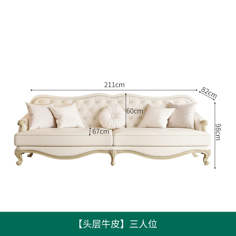 Amerikanisches Light-Luxury Ledersofa – Moderne französische Wohnlandschaft aus echtem Leder, europäisches Ecksofa für stilvolle Wohnzimmer