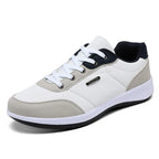PUAMSS Herren Sneaker aus Leder – Atmungsaktive Sportschuhe, rutschfeste Laufschuhe für Alltag und Training