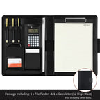 Professionelle Leder A4 Konferenzmappe mit Klemmbrett &amp; Taschenrechner – Portafolio de negocios para oficinas y reuniones
