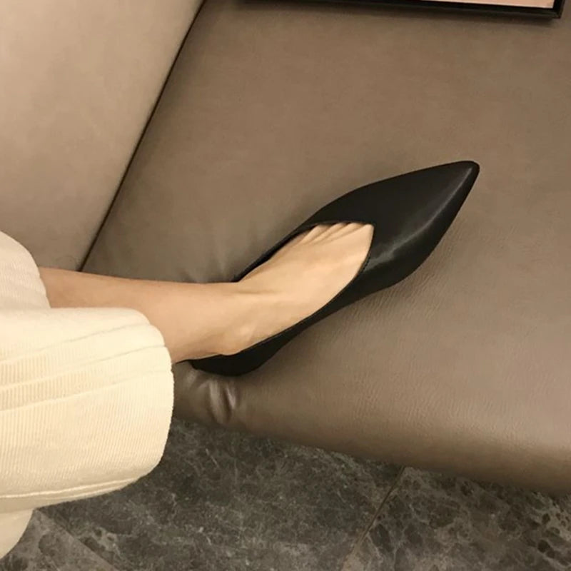 AIYUQI Damen Flats – Slip-On Pointed Toe Lederschuhe, bequeme Bootsschuhe aus echtem Leder, Frühling & Herbst, große Größen 34-44