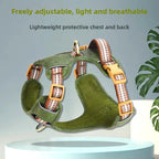 Retro Leder Hundegeschirr – Explosionssicheres, reflektierendes Brust- & Rückengeschirr, atmungsaktiv & verstellbar