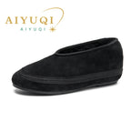 AIYUQI Ballerines d'hiver pour femmes en cuir véritable – Warme Flats mit Fellfutter, Bequeme Winter Schuhe mit spitzer Zehenform 2025 