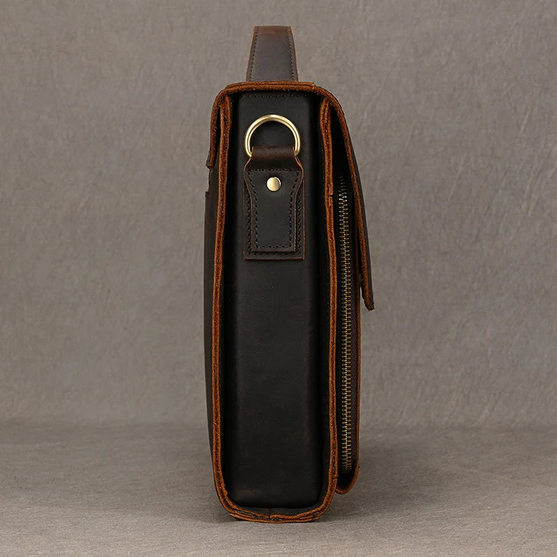 Luufan Herren Aktentasche aus echtem Rindsleder – Business Laptoptasche für 14 Zoll Laptop, elegante Leder-Briefcase im Vintage-Stil