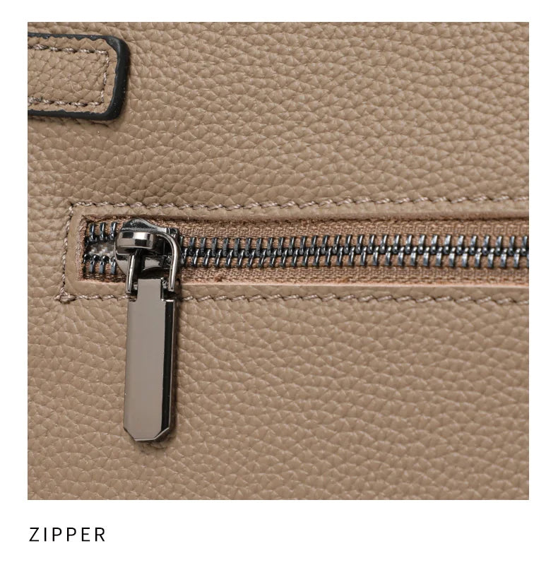 Damen Tote Bag aus echtem Rindsleder – Schlichte Business-Handtasche aus First-Layer Cowhide, elegante Schultertasche für Beruf & Alltag