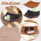 PU Leder Valet Tray mit Wende-Design – Quadratische Schlüsselablage & Desktop Organizer für Handy, Geldbörse & Münzen