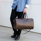 Bolsa de gimnasio para hombre de cuero PU con Python-Muster – Bolsa de fitness, bolsa de viaje y bolsa de lona para deportes, negocios y actividad física