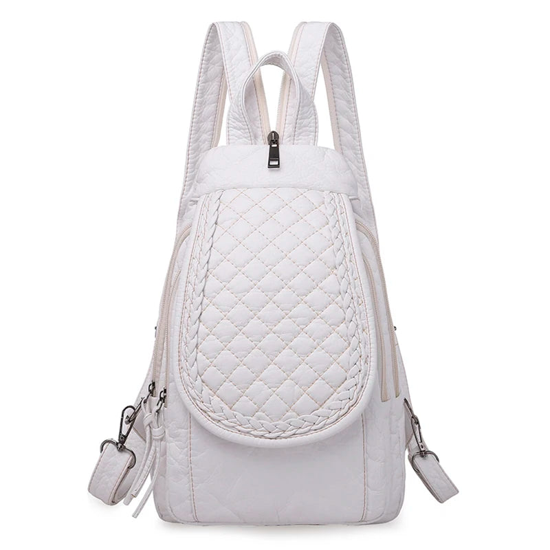 KMFFLY Damen Mini Rucksack en cuir PU blanc – Sac à dos à fleurs, sac à dos léger et tendance pour filles 