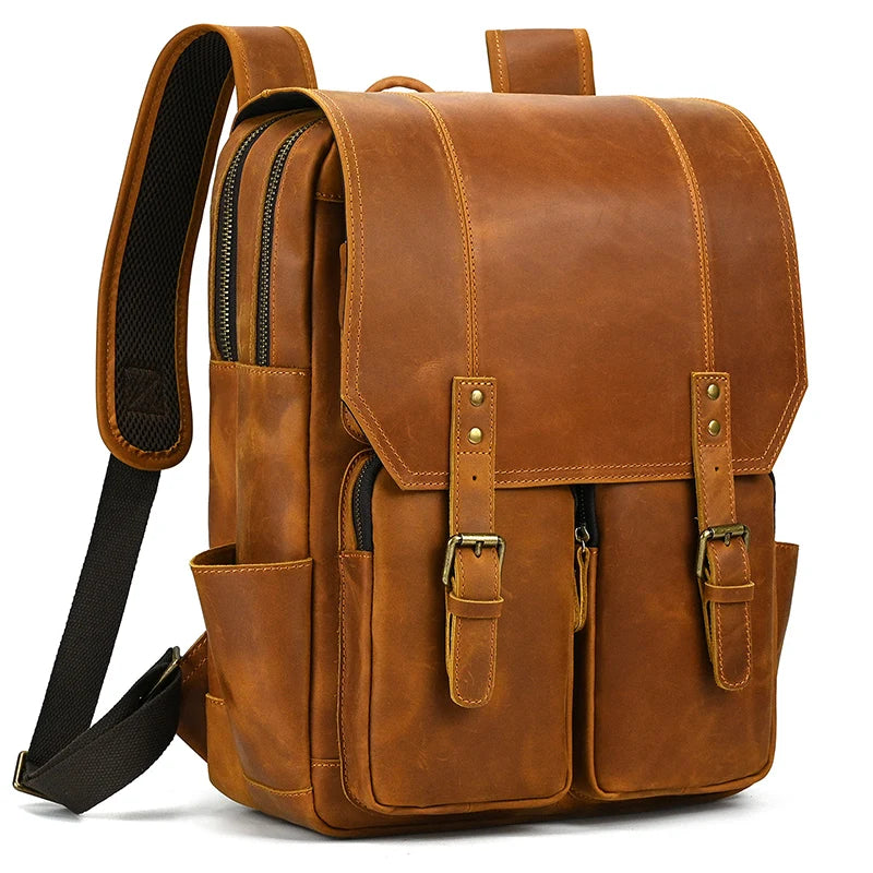 NEWSBIRDS Herren Leder Rucksack – Vintage Luxus Daypack aus echtem Rindsleder für Business, Reise & Schule