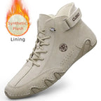 Herren Leder Ankle Boots aus echtem Leder – Warme Winter-Sneaker mit Schnürung, leichte Outdoor-Freizeitschuhe 