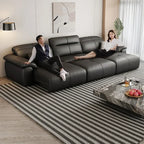 Luxuriöses schwarzes Echtleder Sofa mit Relax- & Schlaffunktion – Modernes Designer Ecksofa & Daybed für stilvolle Wohnzimmer