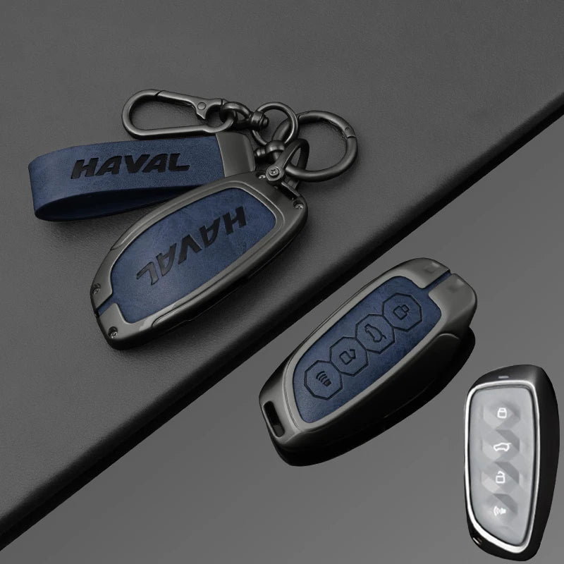 Premium Autoschlüssel Hülle aus Zinklegierung & Leder für Great Wall Haval – Key Case Cover für H6 (2024), H9 (2024), F7x, H5, H3, H2, M6 & mehr
