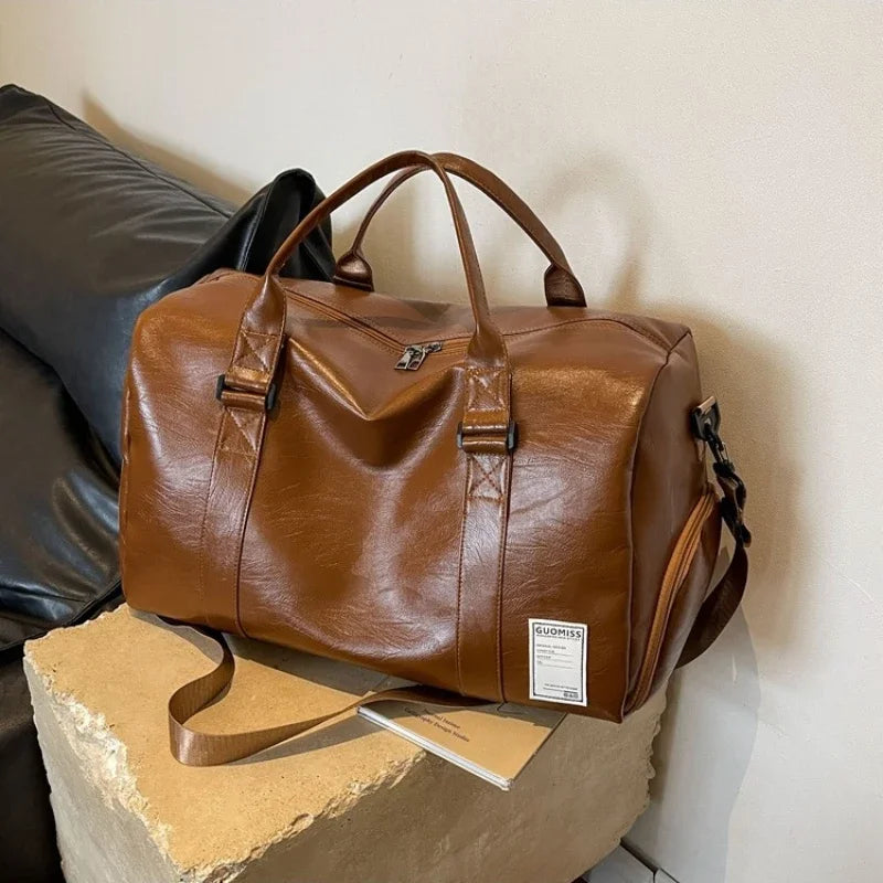 Große Damen Reisetasche aus PU-Leder – Leichte Travel Duffle & Tote Bag mit viel Stauraum, Fitness-, Weekend- & Carry-On Tasche